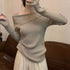 Solid Sexy Slim Off Shoulder Slash Neck Sweater Women Jumpers